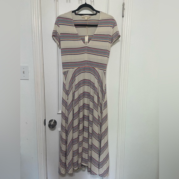 Lovestitch NWT jersey knit stretch rainbow stripe flowy skirt midi dress size L - Picture 1 of 7